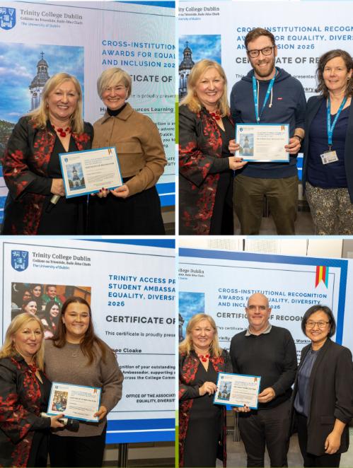 four images of people receiving certificates