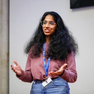 Trinity-INC Student Partner Jaishree Malik speaking at the #InclusiveTrinity Symposium