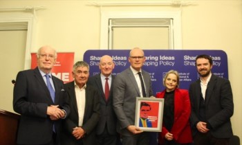 Etain Tannam and speakers at John and Pat Hume Foundation lecture