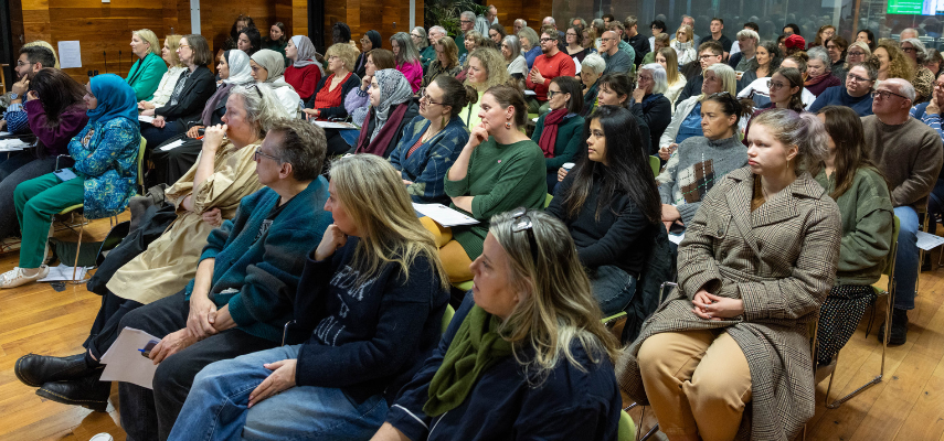 Audience in the Long Room Hub for Rachel Hoare's book launch.
