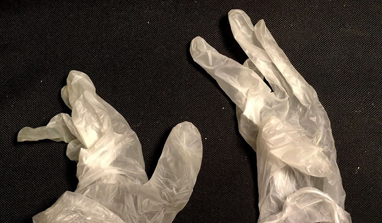 Discarded plastic gloves