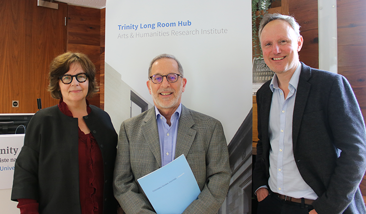 Rashid Khalidi standing with Eve Patten and William Mulligan