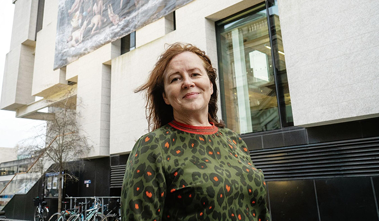 Rita Duffy outside the Trinity Long Room Hub