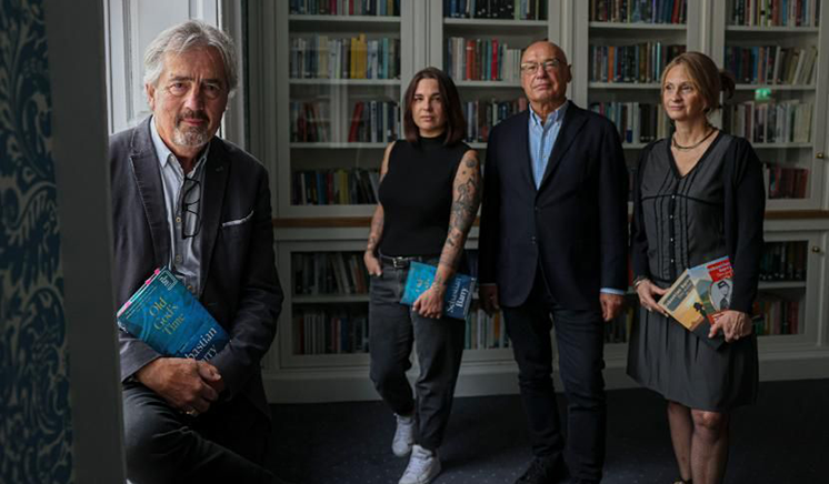 Sebastian Barry with translators Aga Zano, Hans-Christian Oeser and Laetitia Devaux