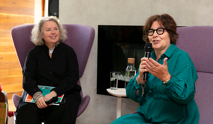 Eve Patten and Provost Linda Doyle sitting together