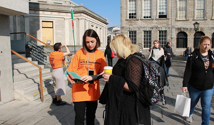 Research volunteers providing festival information