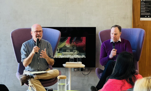 Prof Van Gosse sitting next to Prof Dan Geary