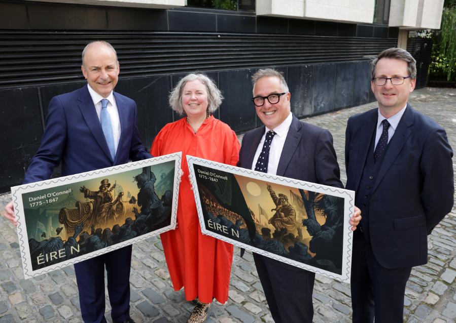Taoiseach Micheál Martin, Provost Dr Linda Doyle, An Post CEO David McRedmond and Director of Trinity Long Room Hub Prof. Patrick Geoghegan