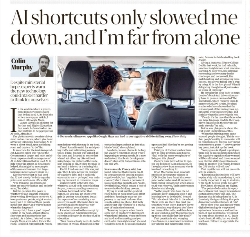 Colin Murphy article on AI for Sunday Independent April 2026