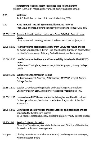 Restore conference agenda