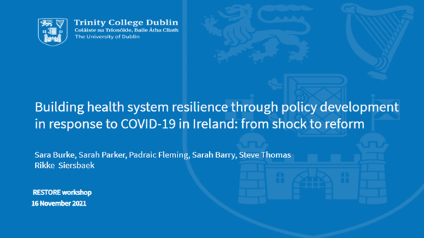 Image of slide from Department of Health presentation