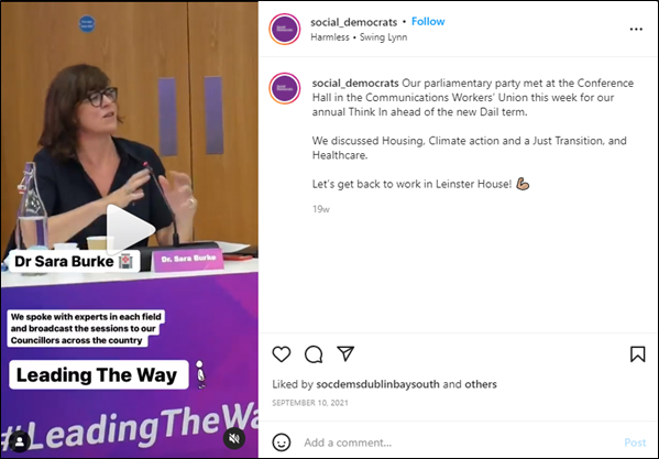 Image of Sara Burke at Social Democrats think-in