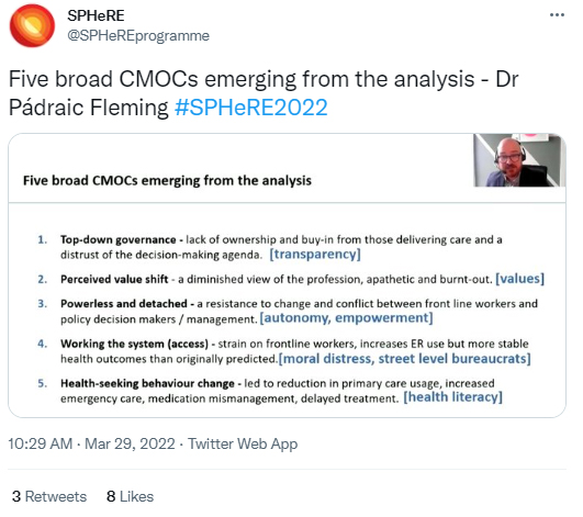 Image of slide from Padraic Fleming's SPHeRE presentation