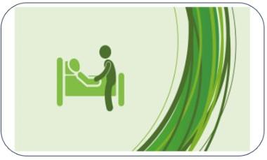one person in bed, one person sitting holding his hand