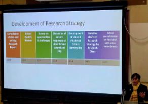 Y. Buckley presents slide to the room