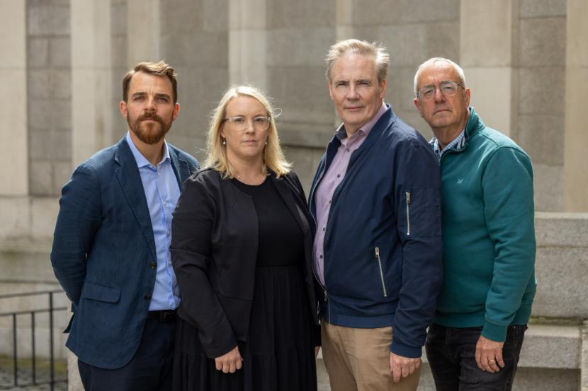 Picture of Shane O'Mara, Yvonne Daly, Dave Walsh, Bennett Kleinberg on campus in Trinity