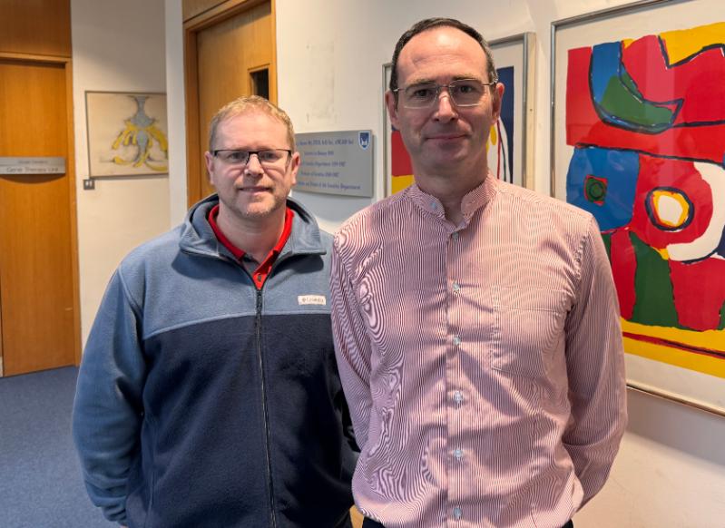 Alan Finglas and Prof. Matthew Campbell in Trinity's Smurfit Institute of Genetics