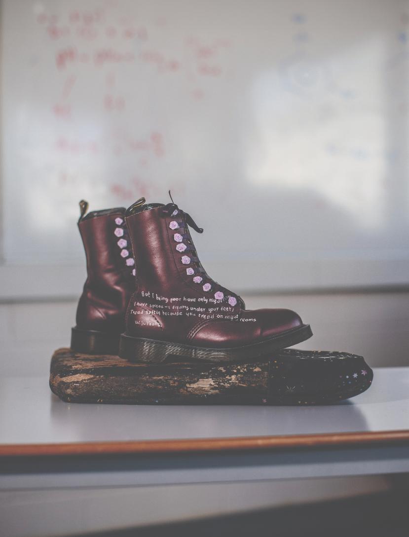 Dark red leather boots