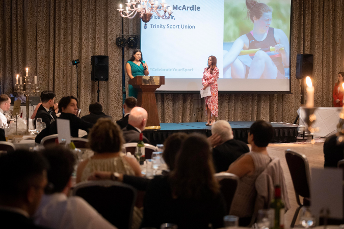 Trinity Sports Awards 2023 girl on stage