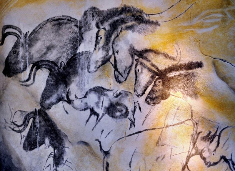A cave painting from Chauvet's cave, showing horses and aurochs. Uploaded to Wikipedia by FunkMonk, author Thomas T. Licensed under under the Creative Commons Attribution-Share Alike 2.0 Generic license.