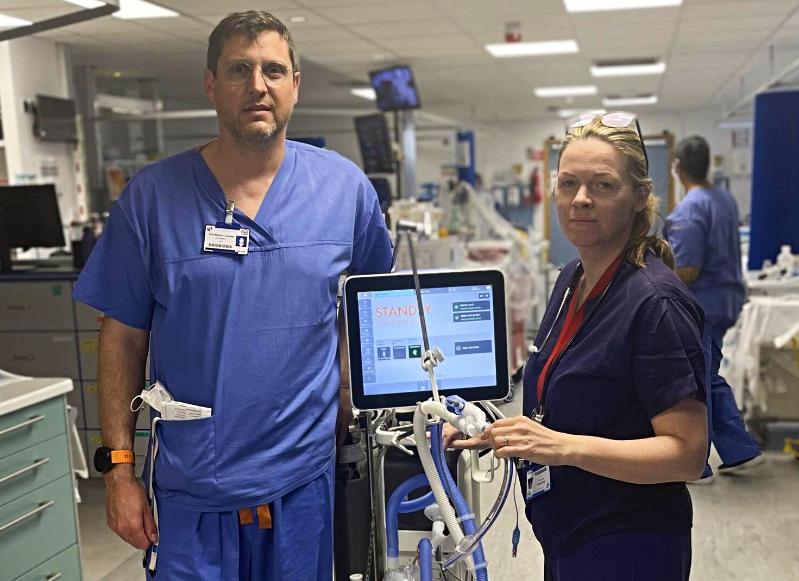 Professor Ignacio Martin-Loeches and Emily Naylor Jones in an ICU hospital ward.