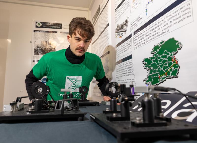 Enzo Moser, Quantum Specialist, TCD on board the IrelandQCI Quantum & Answers Trailer at Dublin City Council.
