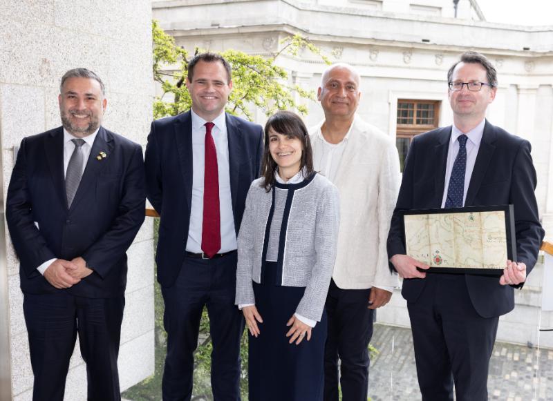 Louis Telemachou, Cyprus’s Ambassador to Ireland, Neale Richmond, Minister of State for International Development and Diaspora at the Department of Foreign Affairs, Dr Maria Grazia Porcedda, Prof. Hitesh Tewari, and Prof. Patrick Geoghegan.