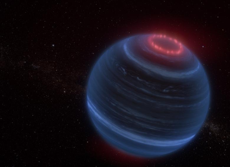This artist concept portrays the brown dwarf W1935, which is located 47 light-years from Earth. Astronomers using NASA’s James Webb Space Telescope found infrared emission from methane coming from W1935. This is an unexpected discovery because the brown dwarf is cold and lacks a host star; therefore, there is no obvious source of energy to heat its upper atmosphere and make the methane glow.