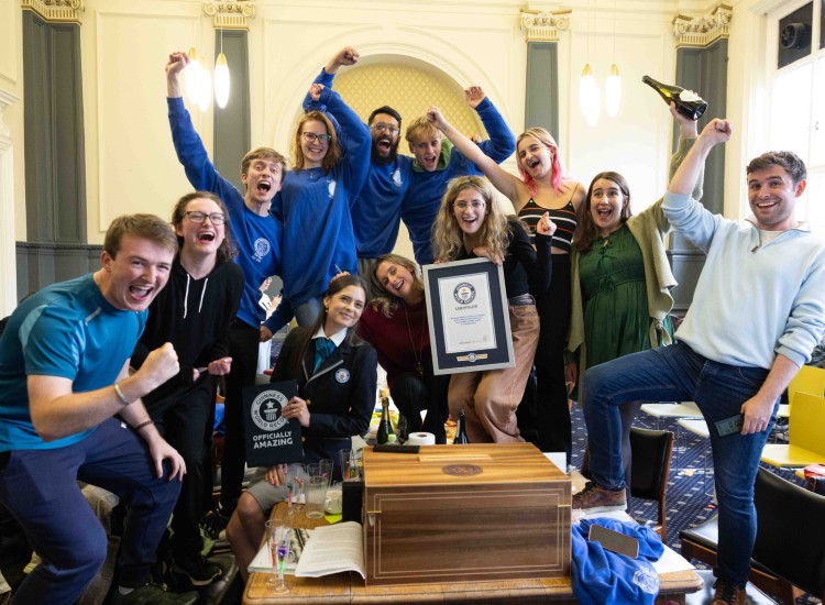 A group of students celebrating