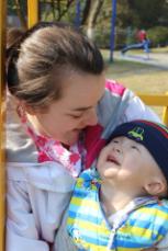 Katie Hill with young child