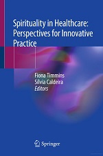 spirituality in healthcare book cover in blue with white text