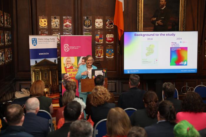 Professor Agnes Higgins speaks at the launch in Mansion House