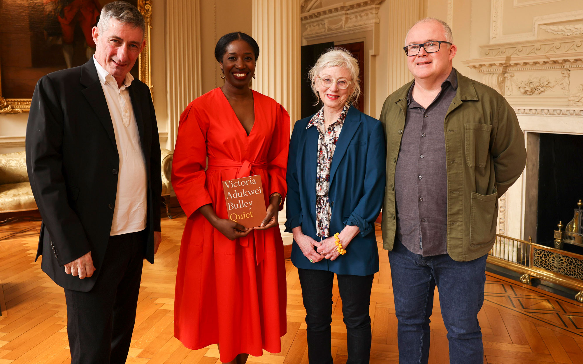 Victoria Adukwei Bulley pictured with members of the judging panel, Professor Eoin McNamee, Alice Lyons and Philip Coleman
