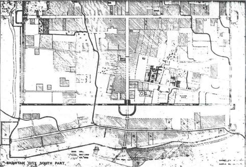 Old map image of a city plan