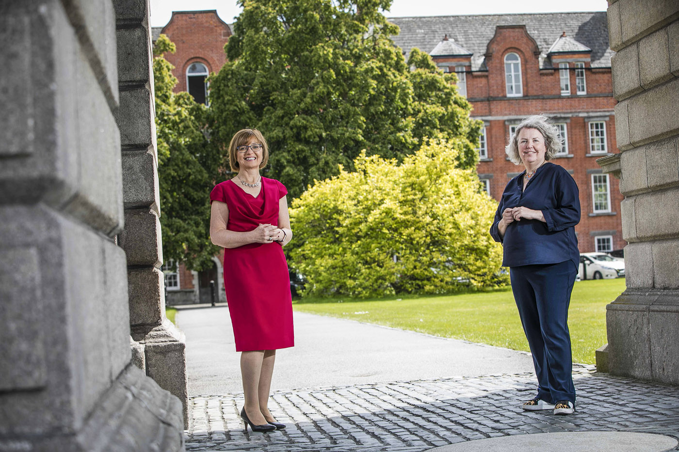Photo of Cathriona Hallahan, Managing Director of Microsoft Ireland and Provost Prof Linda Doyle, promoting Microsoft Scholarships