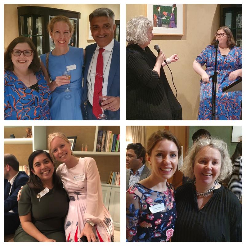 Four photos showing Linda with Trinity Alumni.