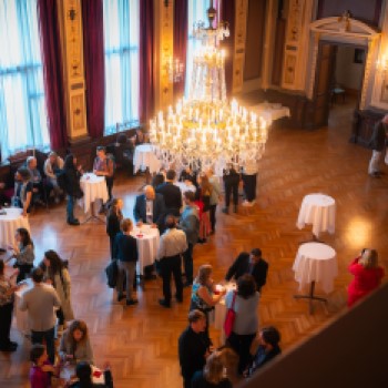 Delegates mingle at conference at Tampere University