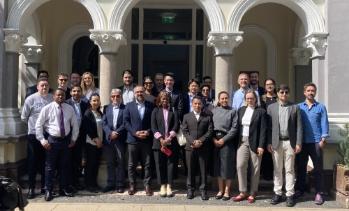 Oxford University students pictured on visit to Belfast