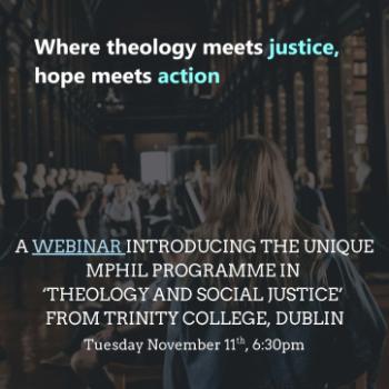 Flyer for Theology and Social Justice webinar 11 November 2025