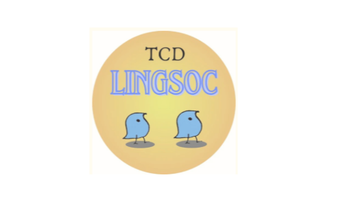 2 chickens looking a Linguistics-Society logo