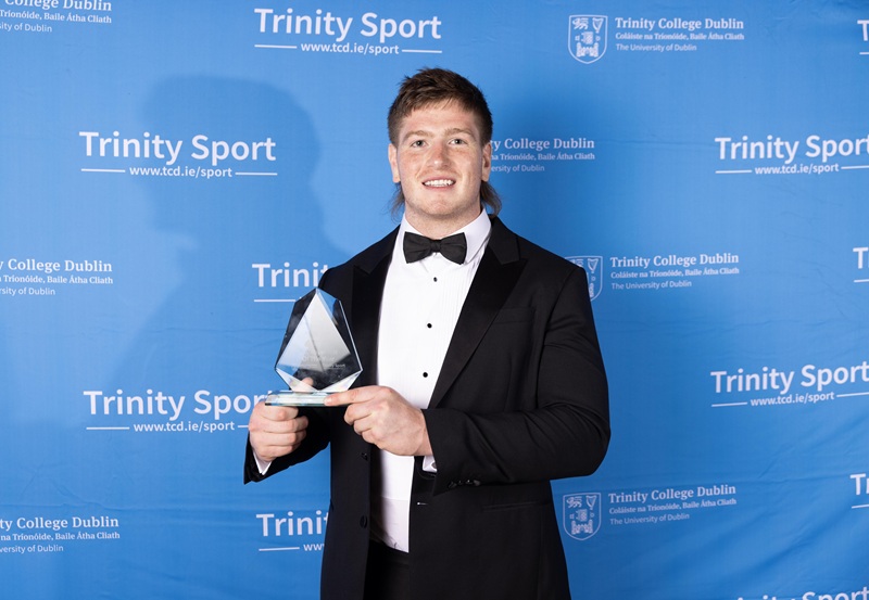 Joe McCarthy with his Sport Person of the Year award at the Trinity Sport Awards 2024