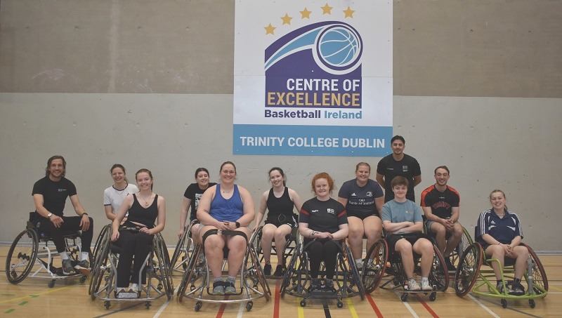 Group photo from Trinity wheelchair basketball session, 6 May 2025