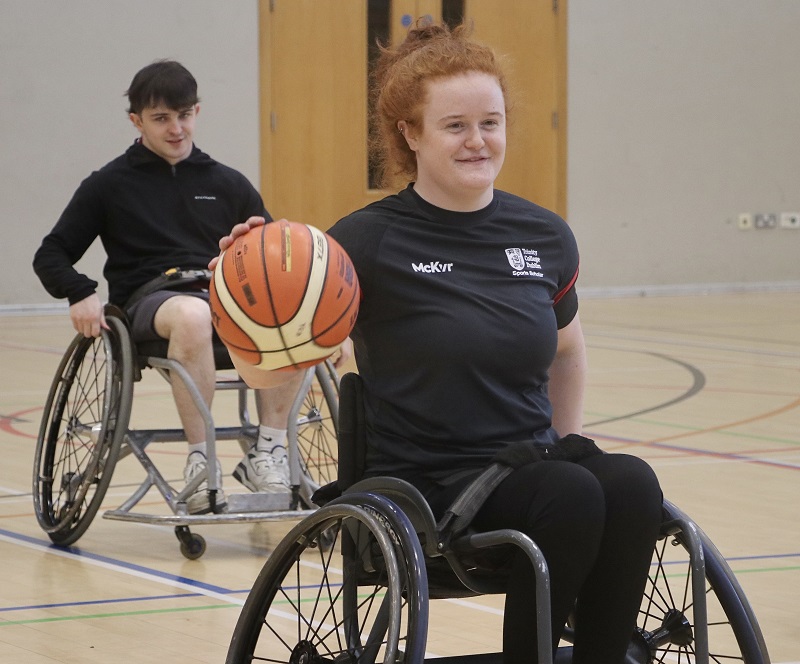 Melanie Griffith in action at Trinity wheelchair basketball session, 6 May 2025