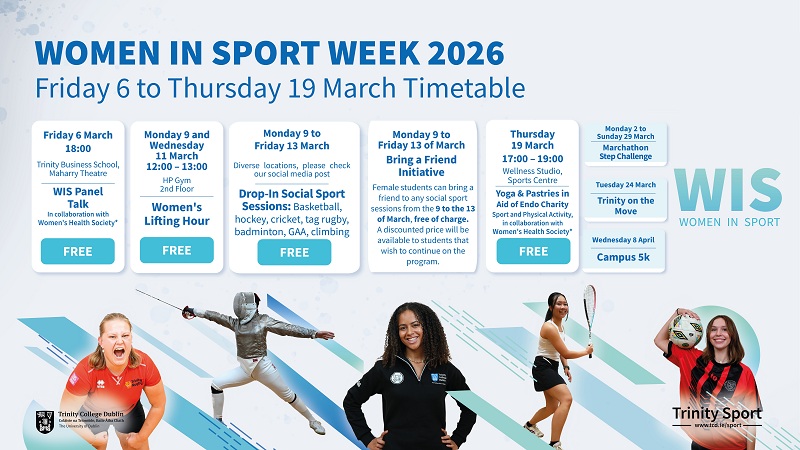 Trinity 'Women in Sport' week, 6-19 March 2026