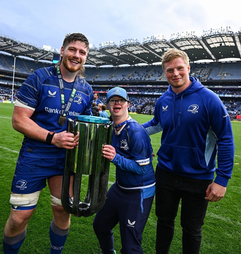 Joe, Paddy + Andrew McCarthy celebrate Leinster BKT United Rugby Championship