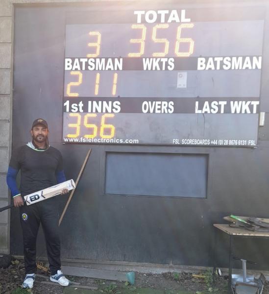 Saif Mailk scores a double century with Trinity cricket, 17 May 2025