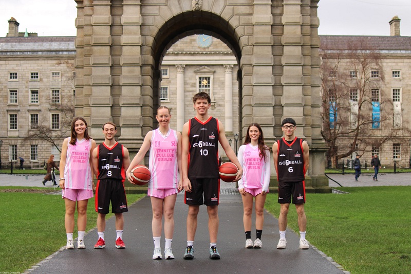Trinity basketball launch Movember and Breast Cancer Awareness jerseys. Credit: Sabina Qeleposhi for the University Times.