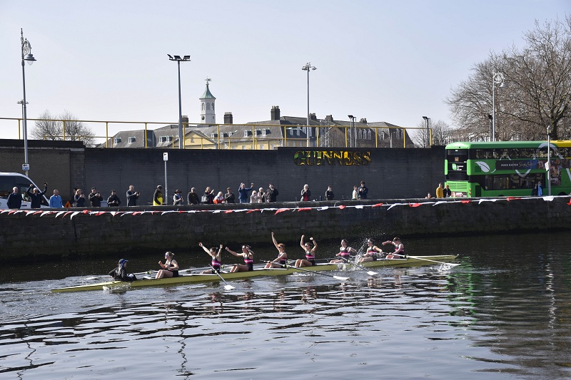 Trinity Women's Senior Eights (DULBC) celebrate their 2026 Rowing Colours win