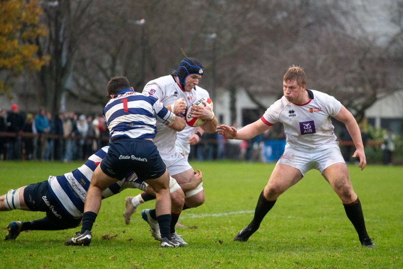 Ryan Baird and Paddy McCarthy in action for DUFC in College Park