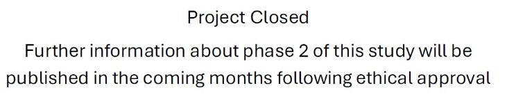 Text on white background advising that project is closed